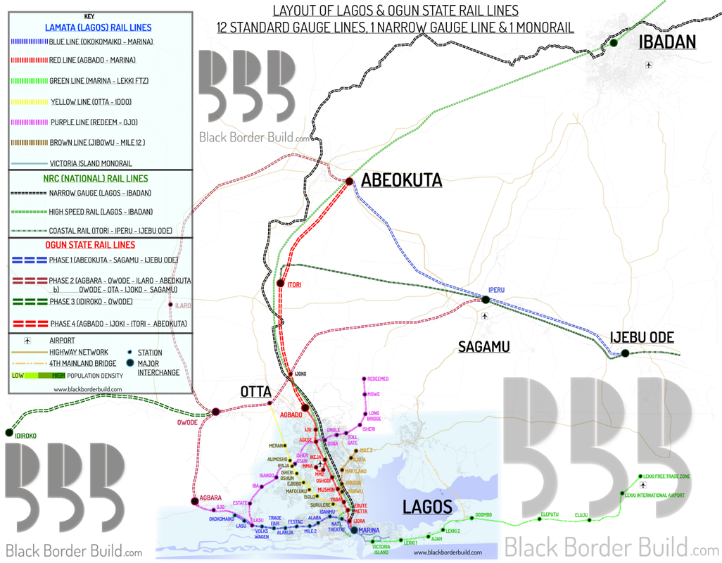 Lagos & Ogun State Rail Routes (This map is the property of blackborderbuild.com)