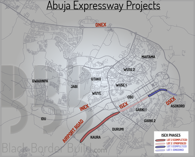 Map of the Core Abuja Expressways (Including the OSEX)