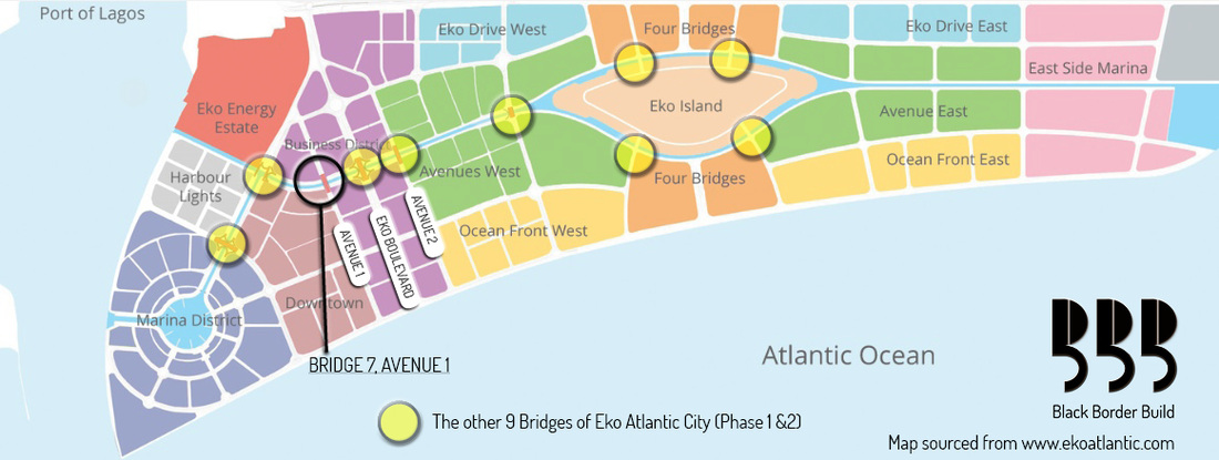 Location Map of the 10 Bridges of Eko Atlantic City